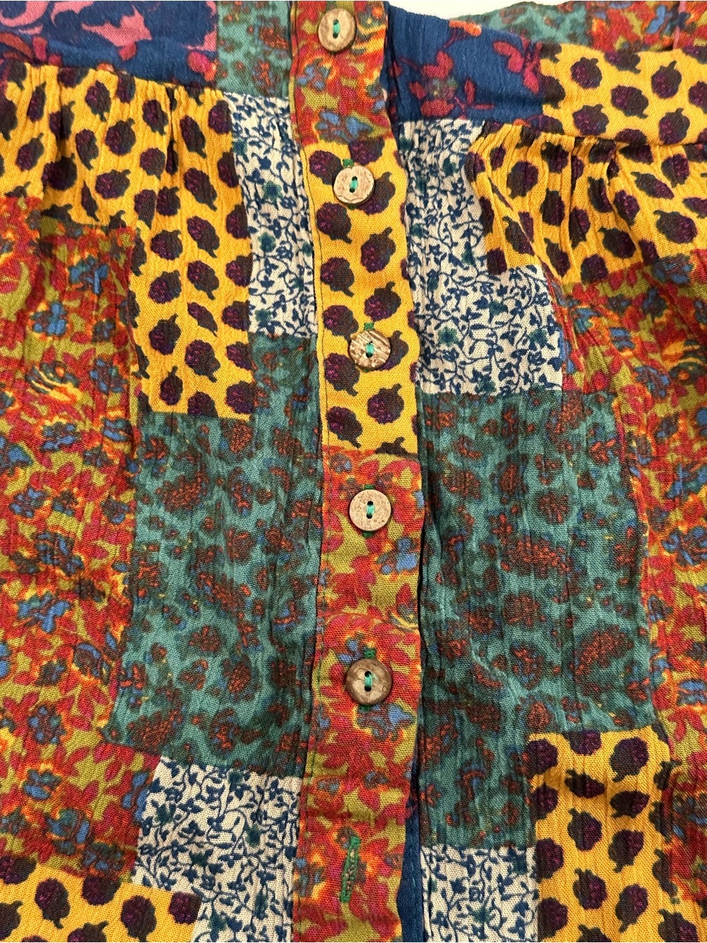 easel Multicolor Patchwork Square-Neck Peasant Dress - Picture 9 of 13